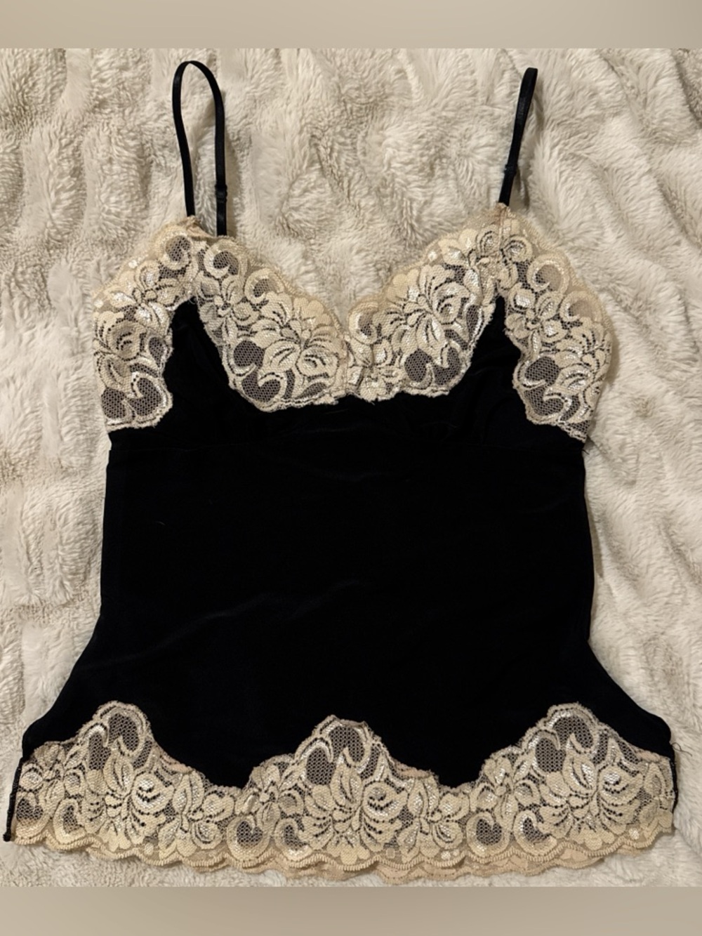 Y2K Heart Moon Star Black Lace Trim Cami Top Size XS